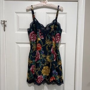 Floral Lace Trim Slip Dress